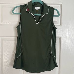 🏌🏼‍♀️Greg Norman Women’s ML75 Hunter Green Golf Shirt with Rose Embroidery